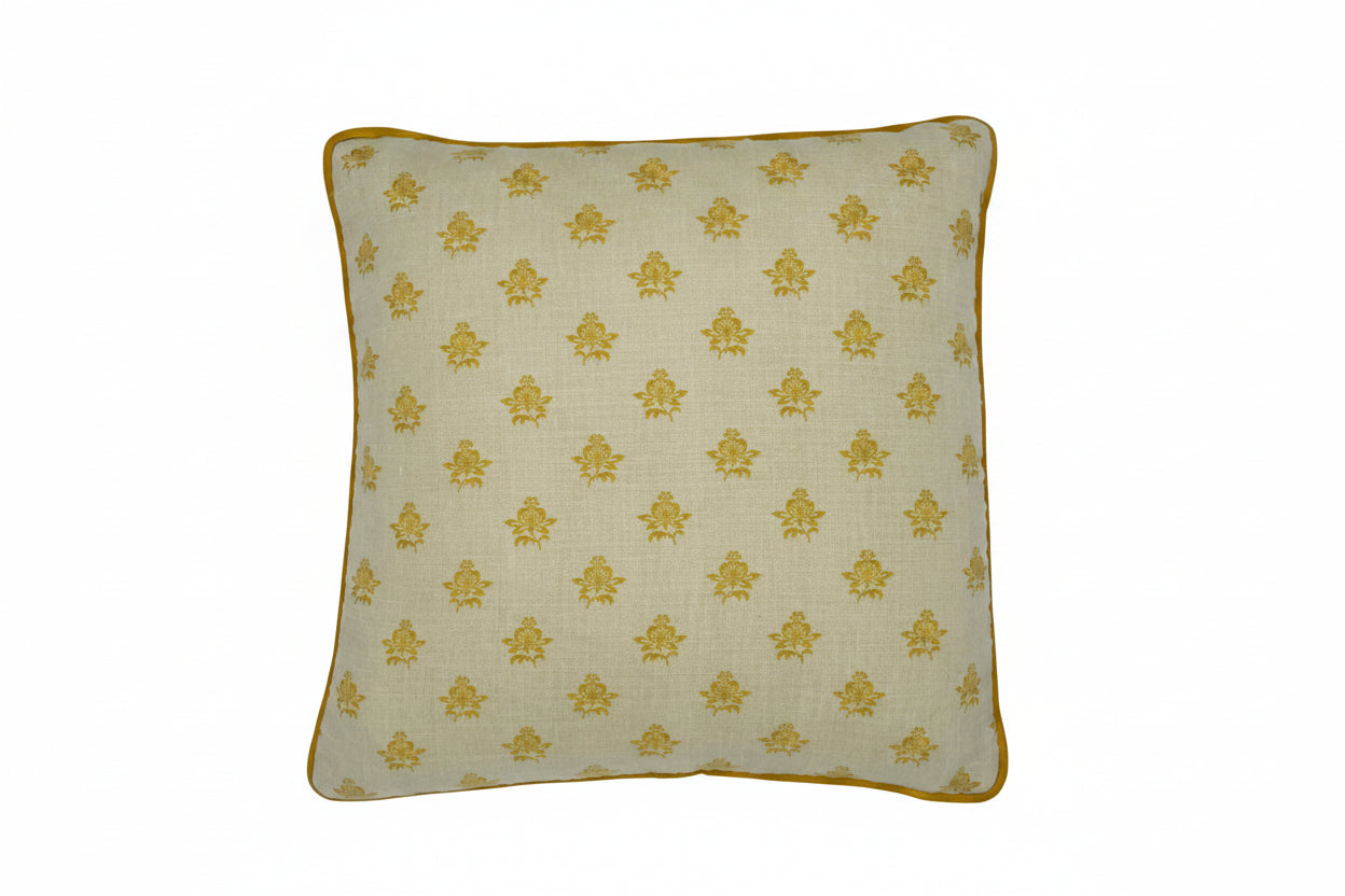 Kate Forman Ochre Flower Print Cushion