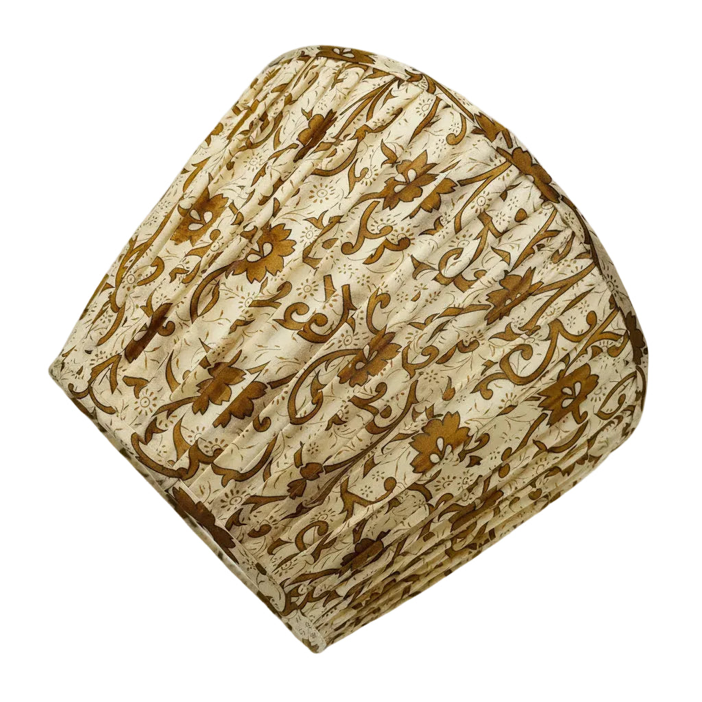 Gold Floral Sari Gathered Lampshade