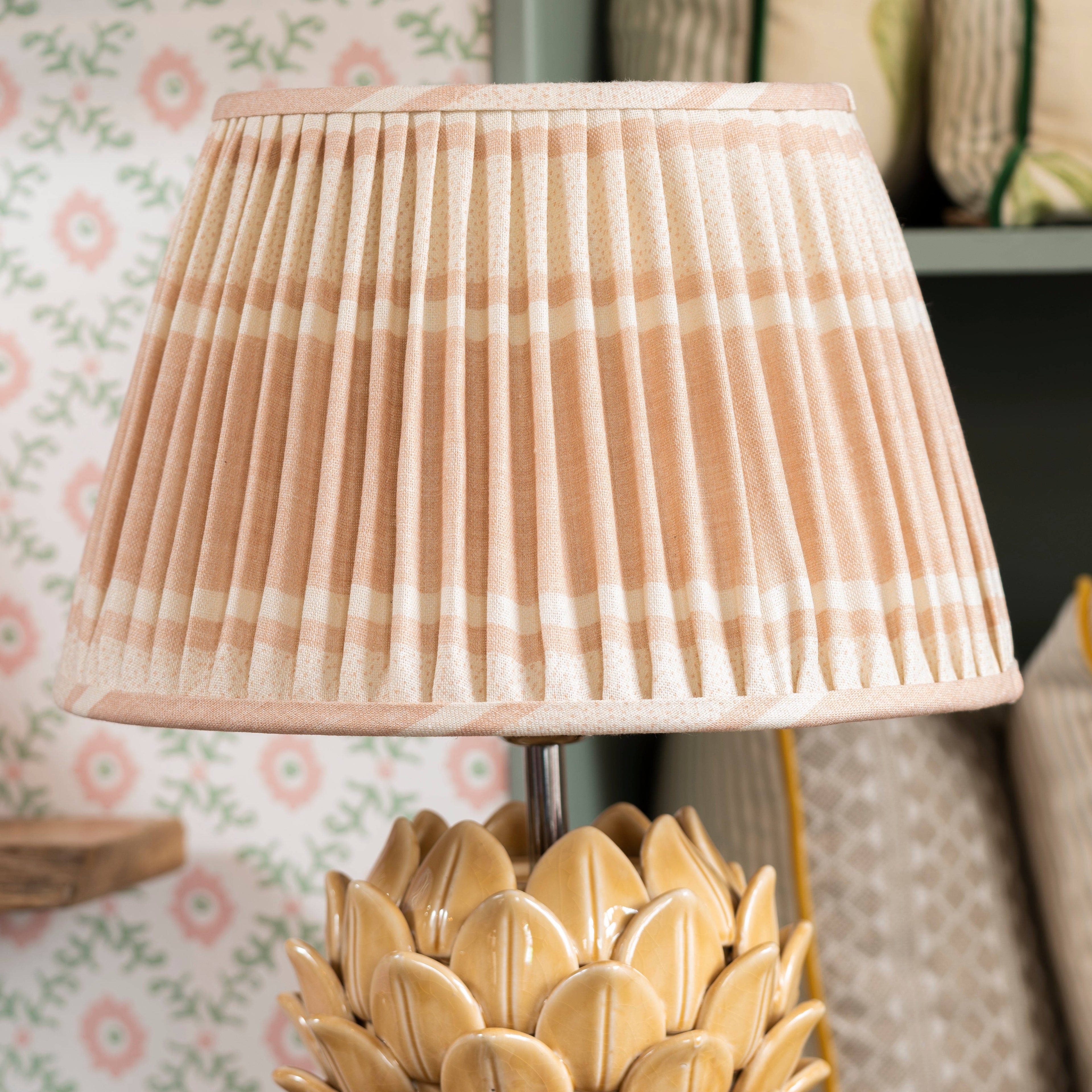 Pink Stripe Gathered Lampshade