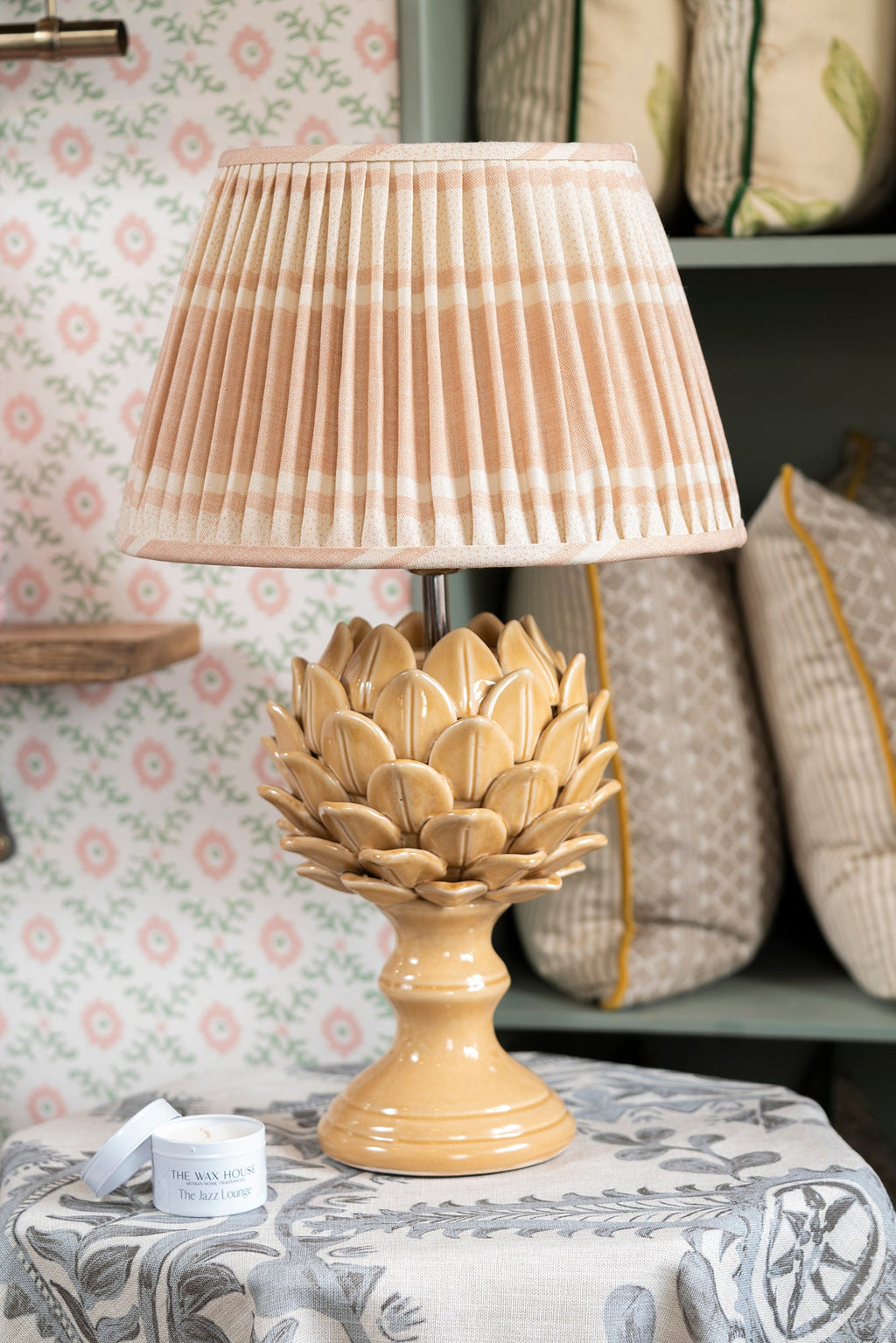 Pink Stripe Gathered Lampshade