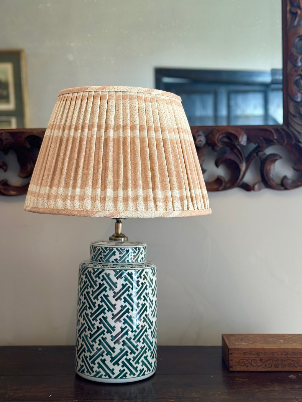 Pink Stripe Gathered Lampshade
