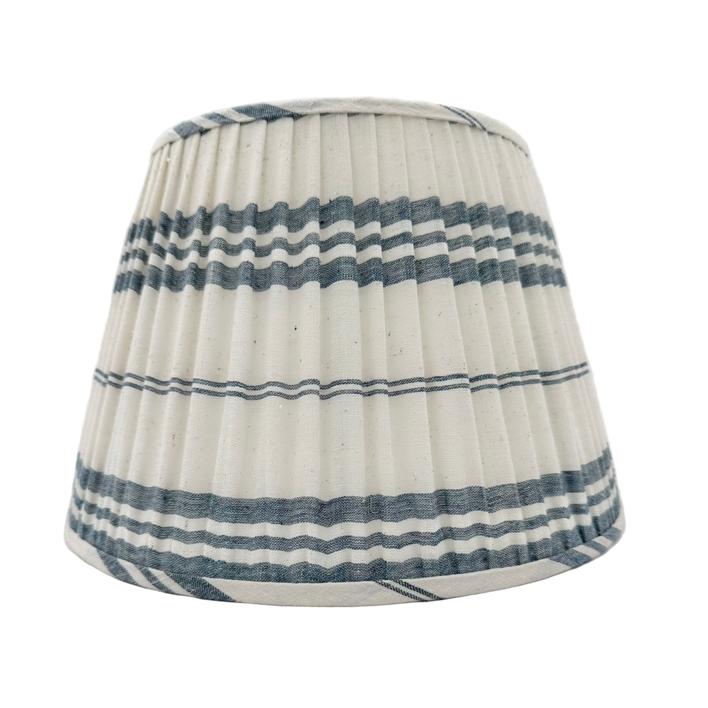 Gathered Lampshade in Blue Stripe