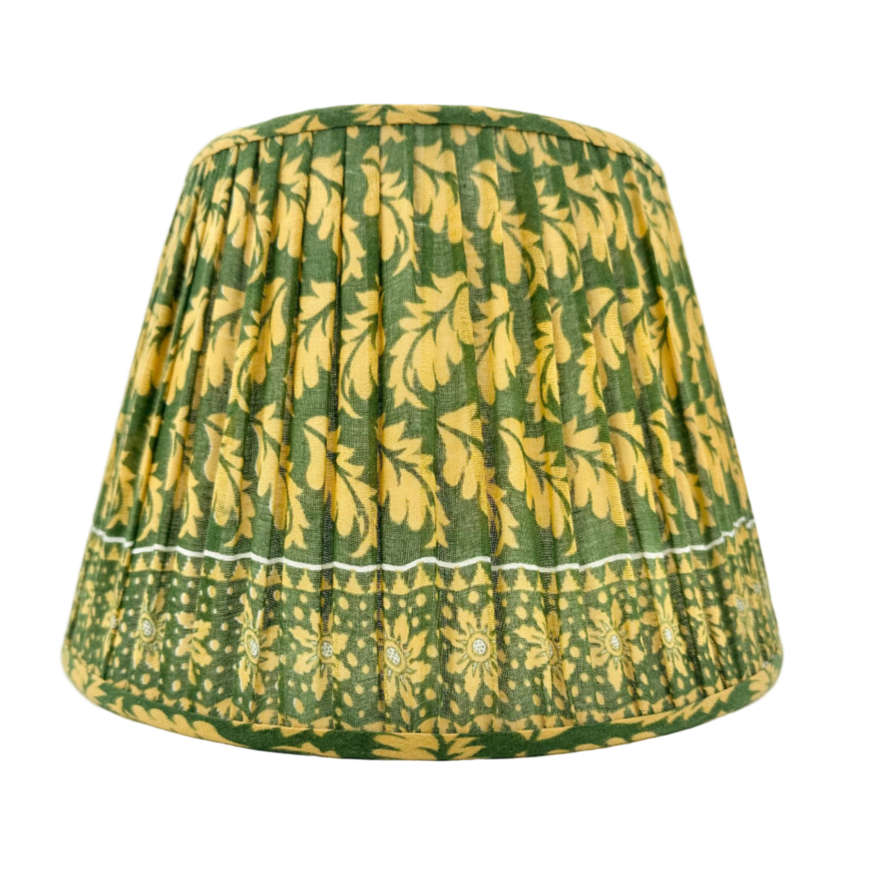 Green and Yellow Gathered Lampshade