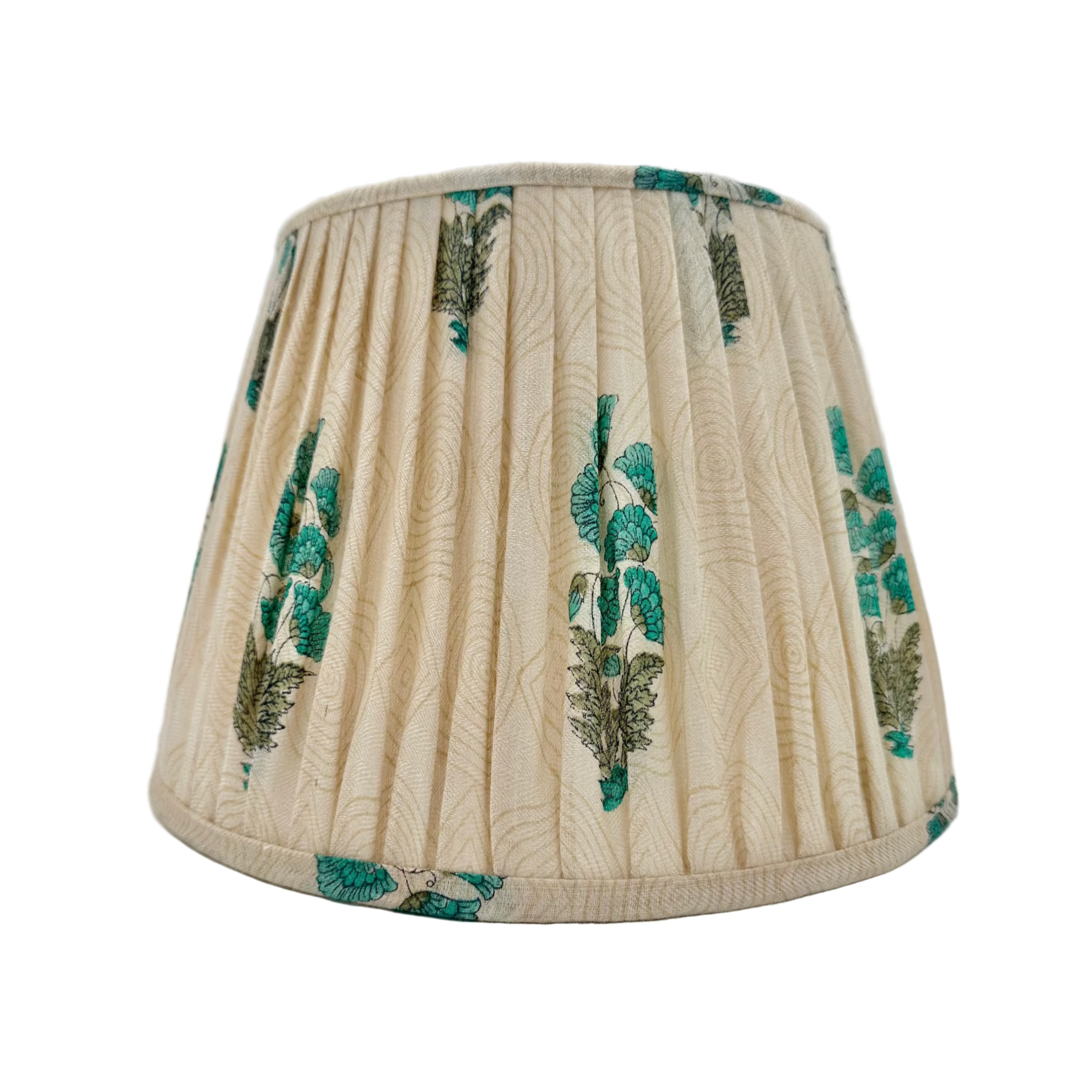 Turquoise & off white Sari Gathered Lampshade