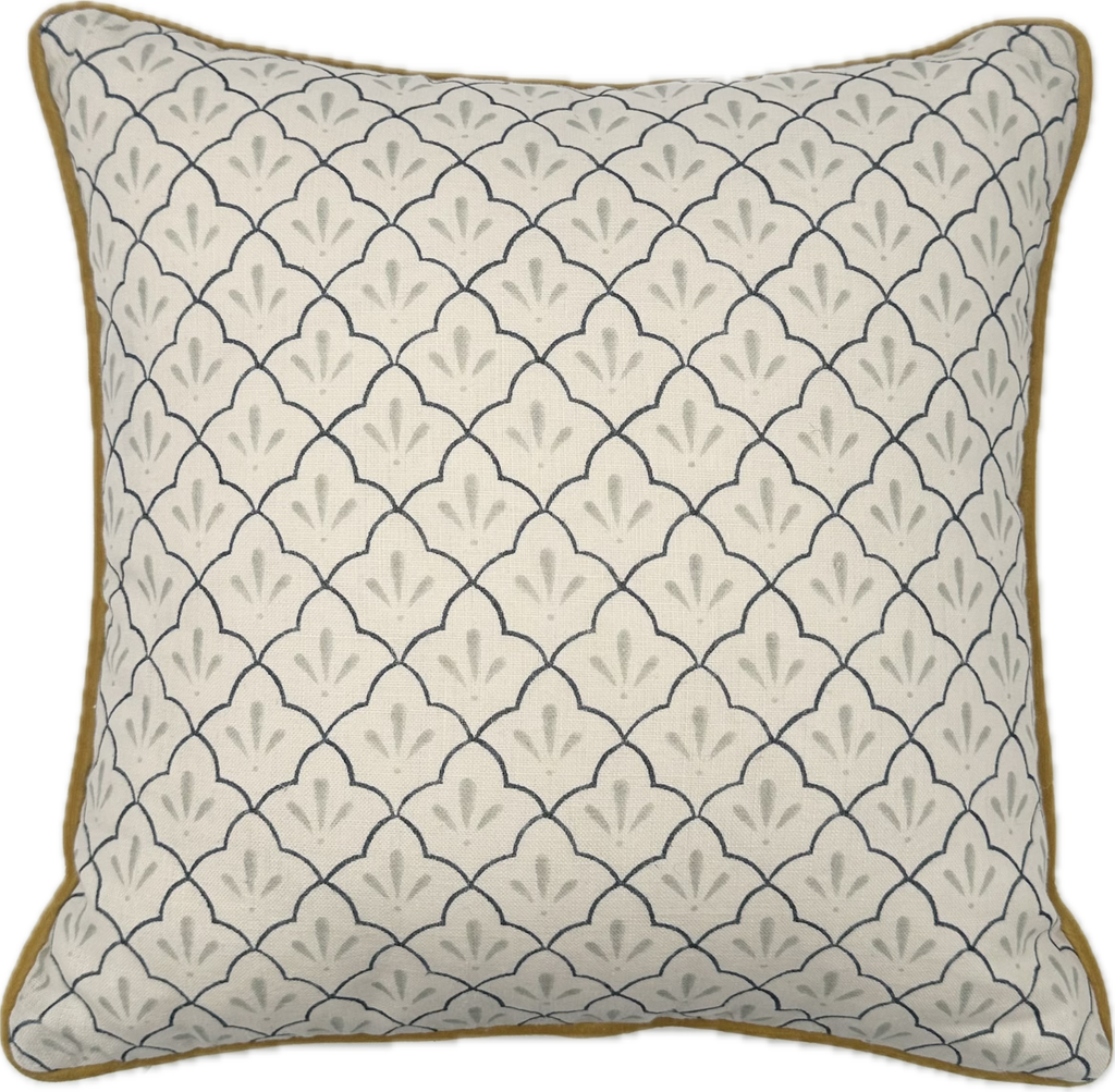 Haveli and Ochre Piped Cushion