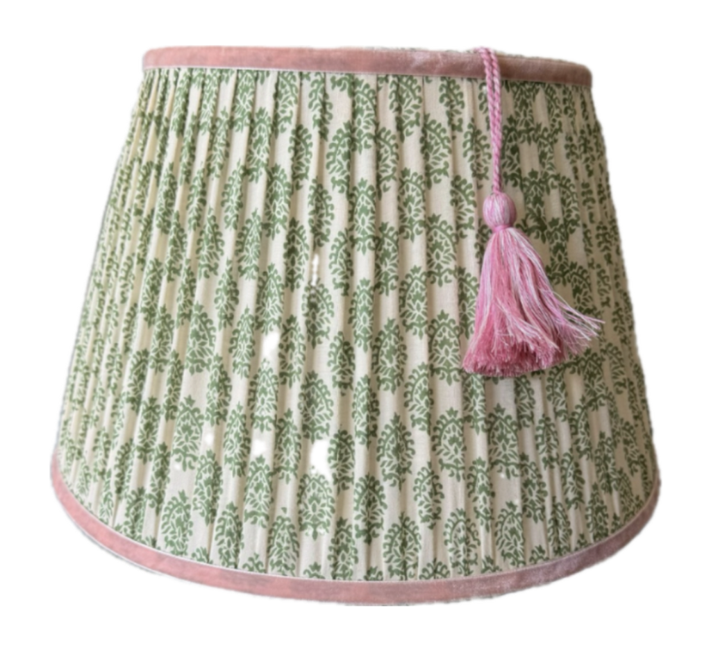New - Sage and Rose Gathered Lampshade with Tassel