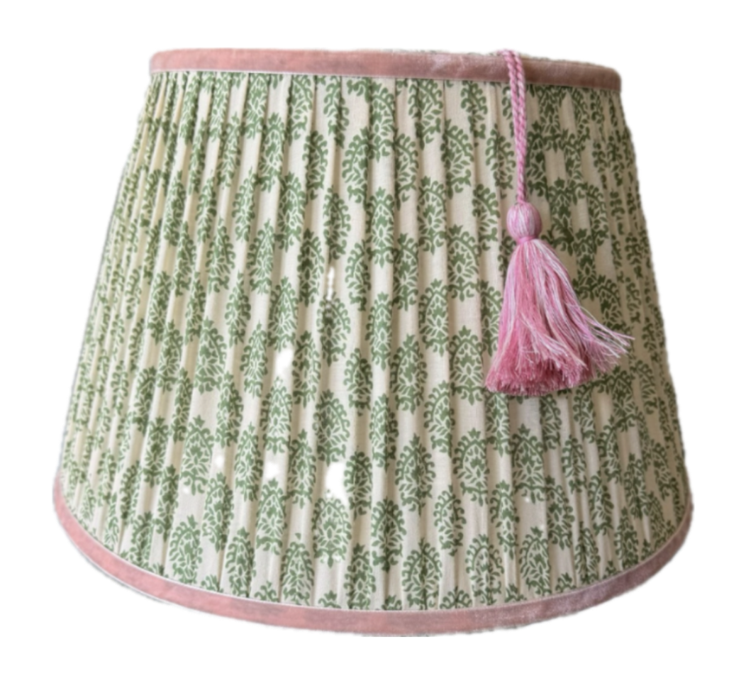 New - Sage and Rose Gathered Lampshade with Tassel
