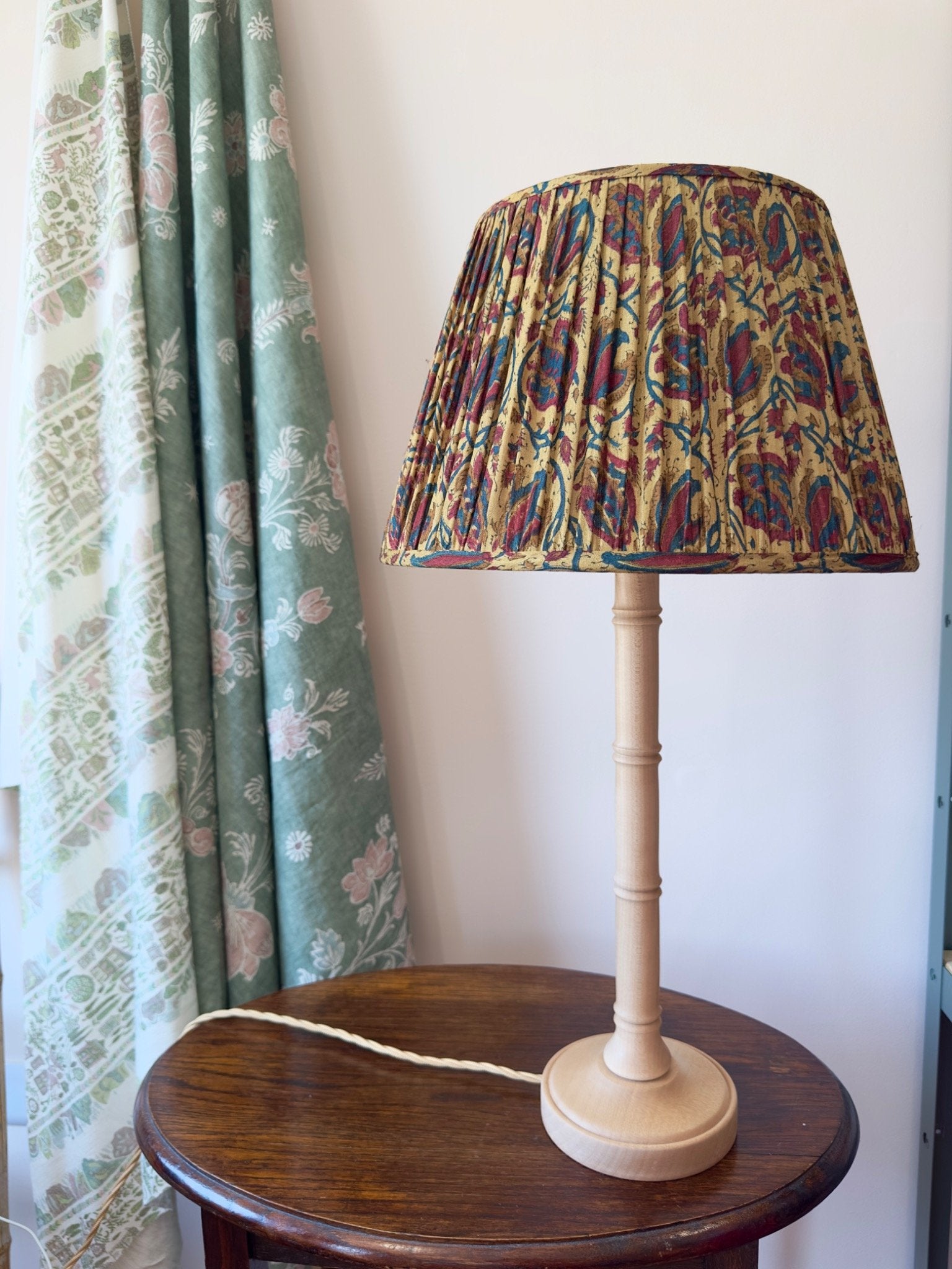 New - Burgundy Floral Gatehred Lampshade
